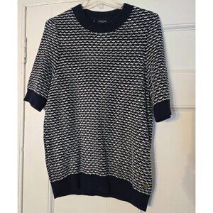 Cavallaro Napoli Knit Top Navy and White, Size XL
